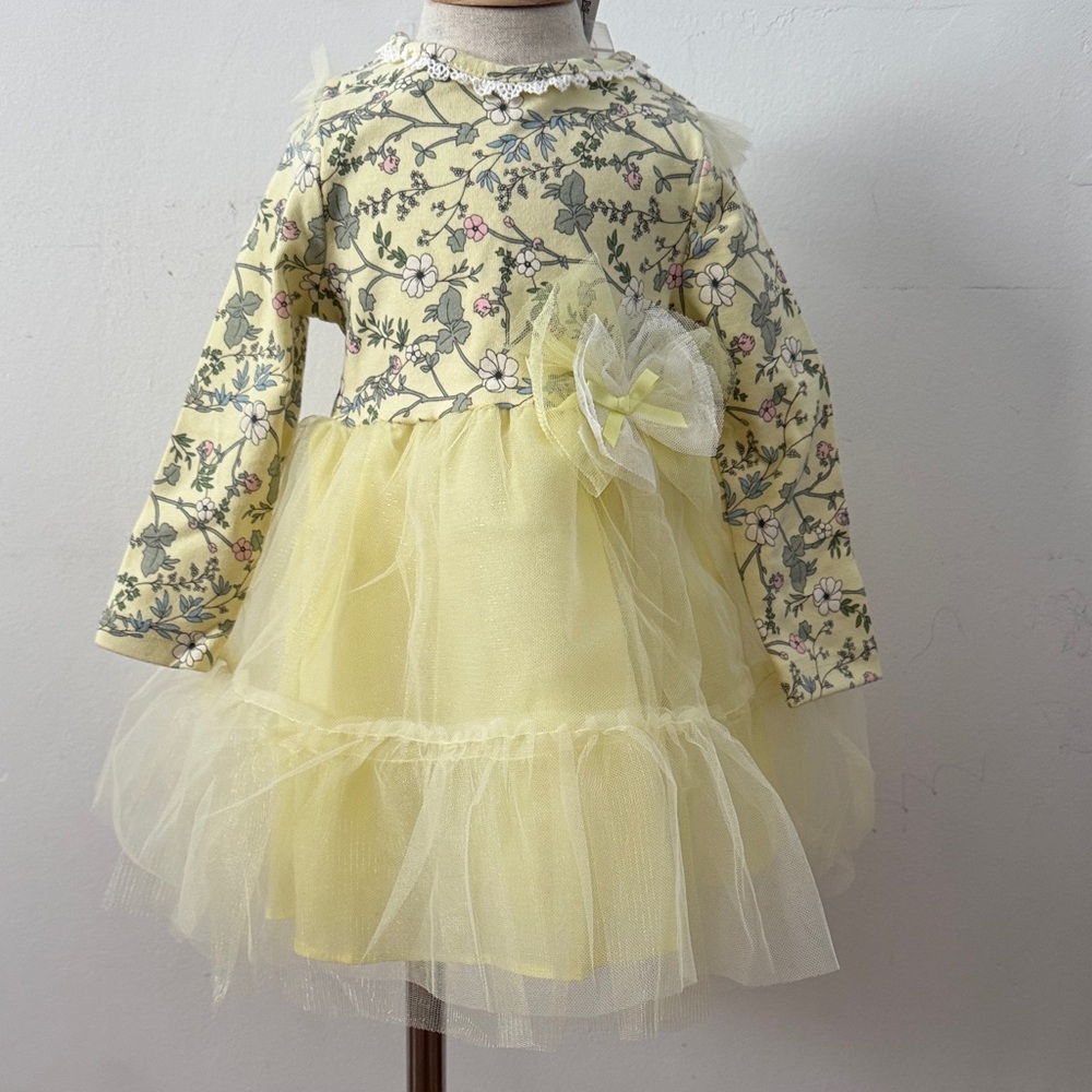 Floral Yellow Kids Formal Dress